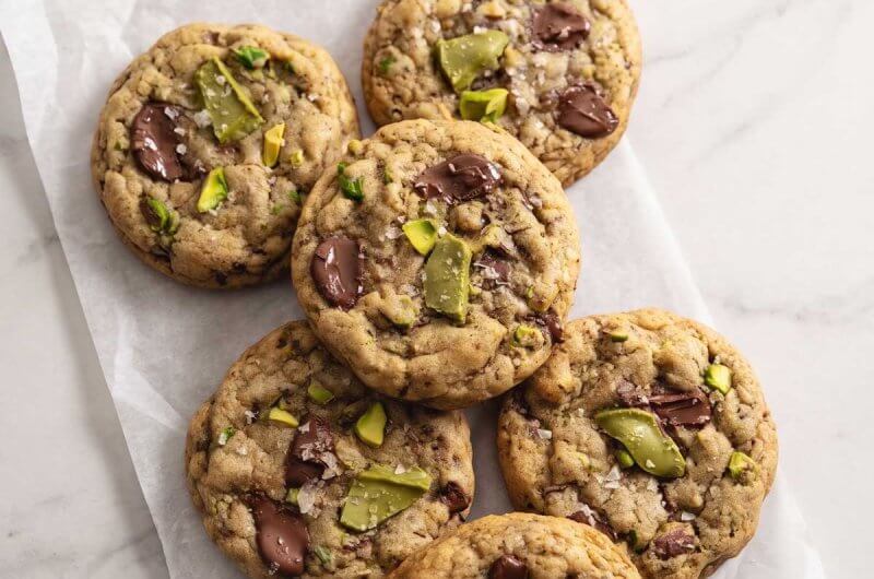 Pistachio Cream-Stuffed Chocolate Chip Cookies